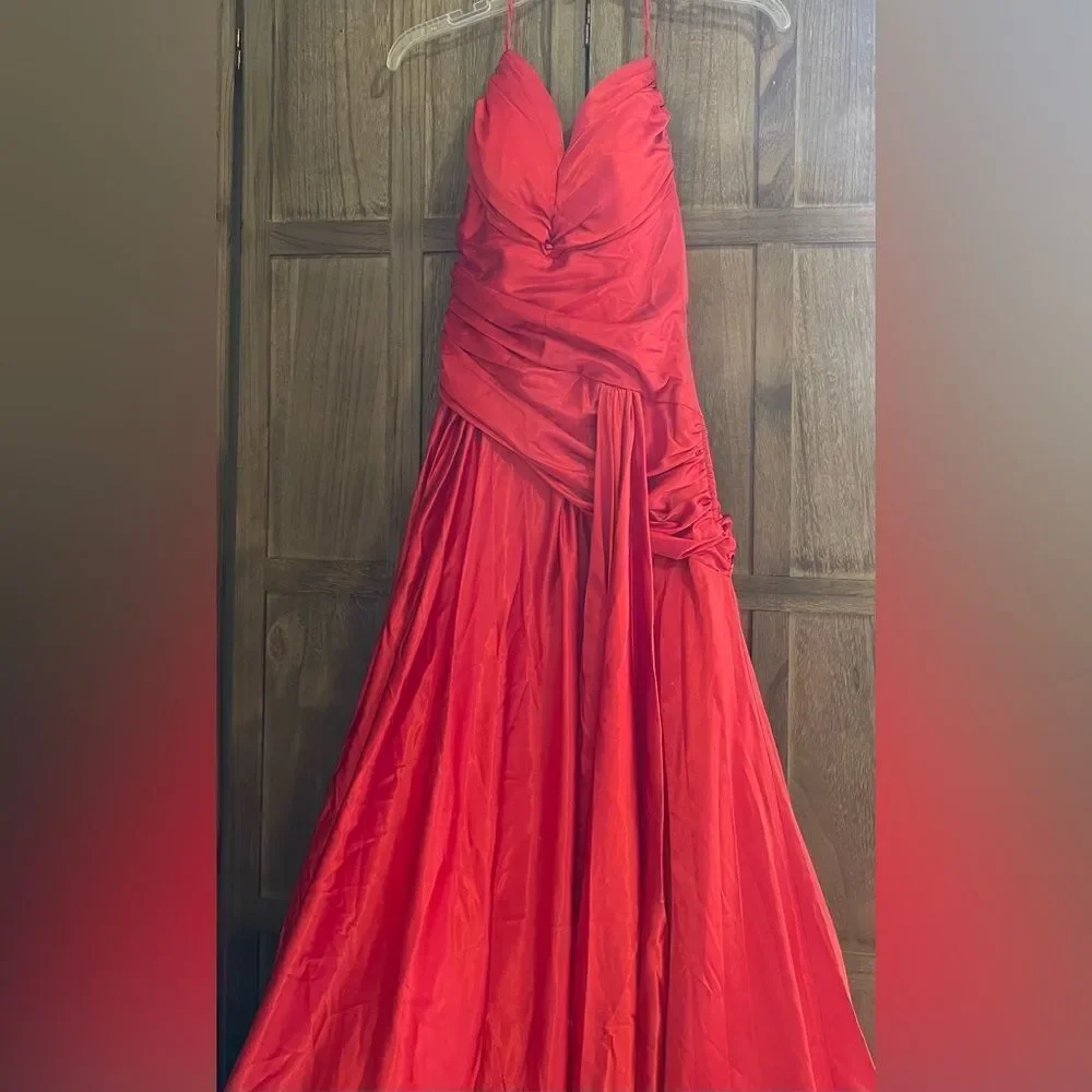 Cassandra Stone Dresses | Cassandra Stone Red Halter Style Prom Dress. | Color: Red | Size: 4 | Coca_Rose's Closet